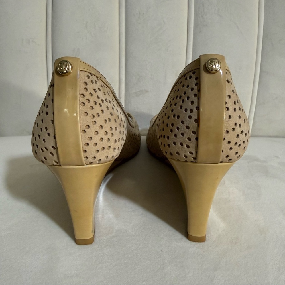 Stuart Weitzman Women’s Size 7.5 Perfecto Peep Toe Wedges - Picture 7 of 16